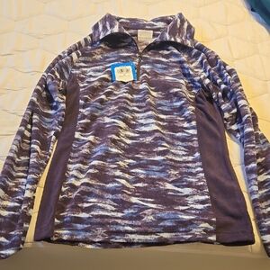 Columbia Purple and White Patterned Fleece Pullover